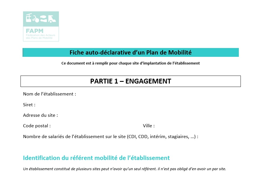 screen fiche declarative Plan de mobilite